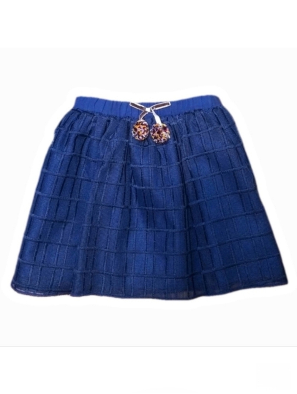 3/$15 Zara Baby Navy Skirt W/ Pom-Pom Bow, Size 18-24M ~ EUC